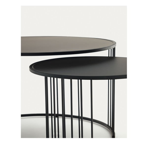 Okrúhly odkladací stolík so sklenenou doskou ø 75 cm Hadar – Kave Home-image-1