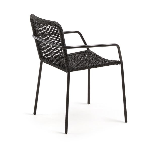 Čierna záhradná stolička s oceľovou konštrukciou Kave Home Bomer-image-3