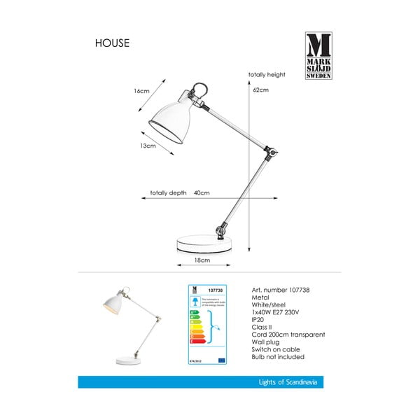 Biela stolová lampa Markslöjd House Table White-image-2