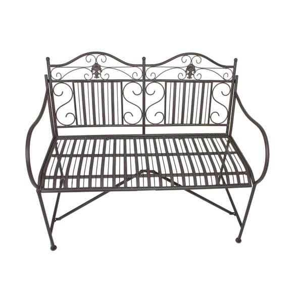 Tmavohnedá kovová záhradná lavica Mangan – Garden Pleasure-image-2