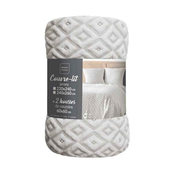 Biela/béžová súprava prikrývky a obliečky na vankúš jersey 240x260 cm Joana – douceur d'intérieur-image-2