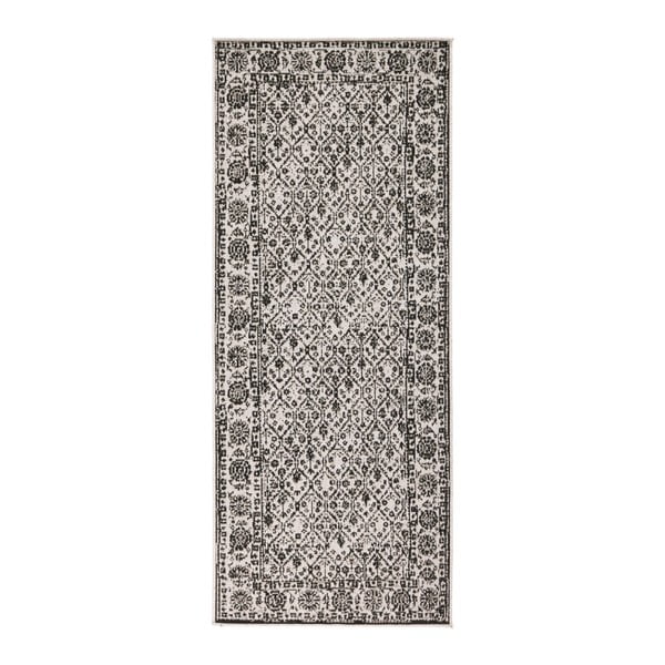 Čierno-biely vzorovaný obojstranný koberec Bougari Curacao, 80 x 350 cm