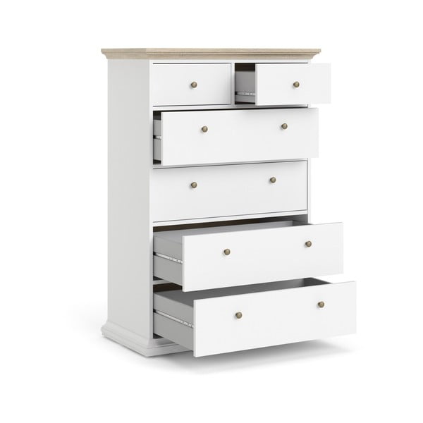 Biela komoda s detailmi v dubovom dekore Tvilum Paris, 96 x 140 cm-image-4