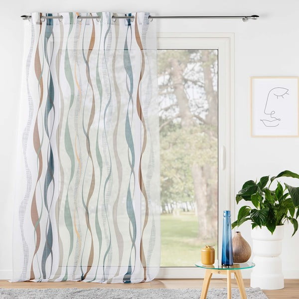 Bielo-modrá voálová záclona 140x280 cm Lisana – douceur d'intérieur-image-2