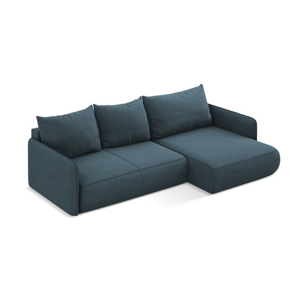 Modrá rozkladacia/s úložným priestorom rohová pohovka (pravý roh) Nanea – Makamii-image-4