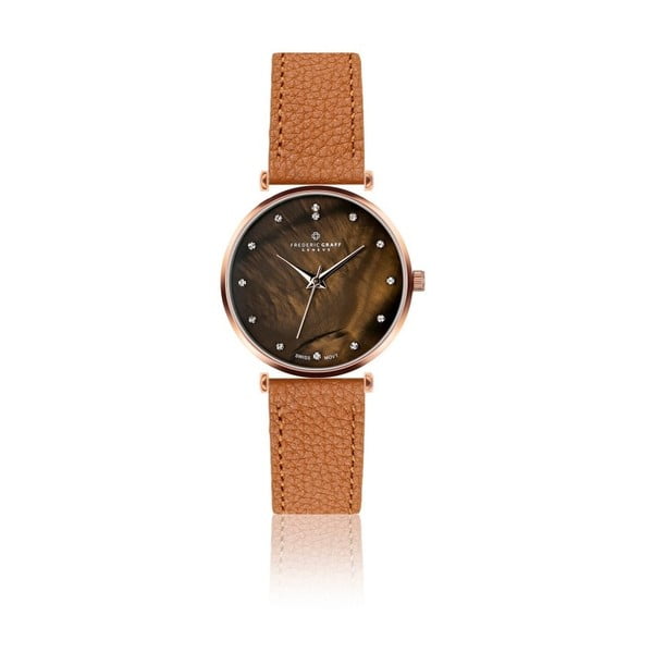 Dámske hodinky s hnedým remienkom z pravej kože Frederic Graff Lychee