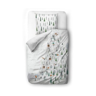 Biele obliečky na jednolôžko z bavlneného saténu 135x200 cm Ski Slope - Butter Kings