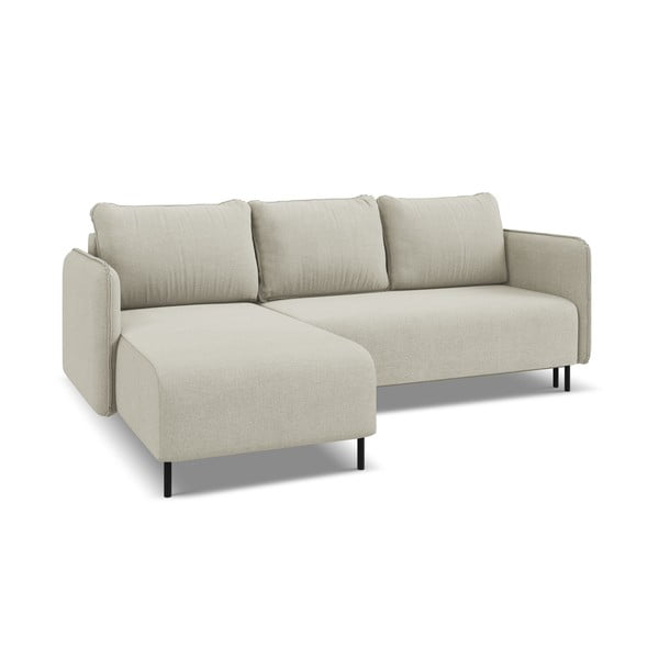 Béžová rozkladacia/s úložným priestorom rohová pohovka (ľavý roh) Luana – Makamii-image-4