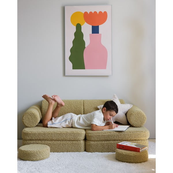 Zelená detská pohovka z textílie buklé 132 cm Settee – Wigiwama-image-4