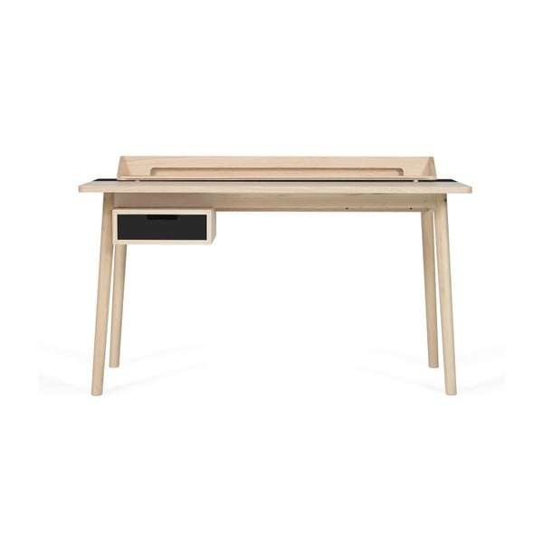 Pracovný stôl z dubového dreva s čiernou zásuvkou HARTÔ Honoré, 140 × 70 cm