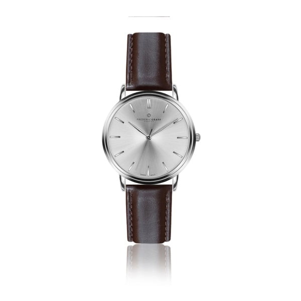Pánske hodinky s tmavohnedým remienkom z pravej kože Frederic Graff Silver Breithorn Dark Brown Leather
