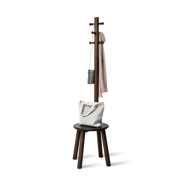 Čierny prírodný vešiak z kaučukového dreva Pillar - Umbra-image-3