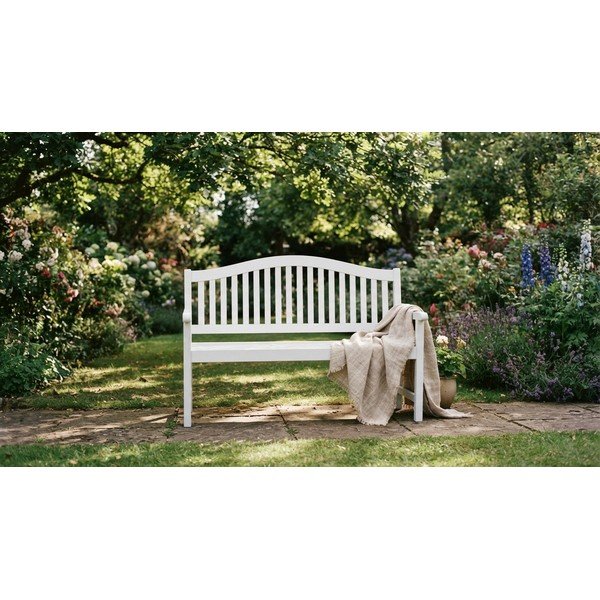 Biela drevená záhradná lavica Singapore – Garden Pleasure-image-3