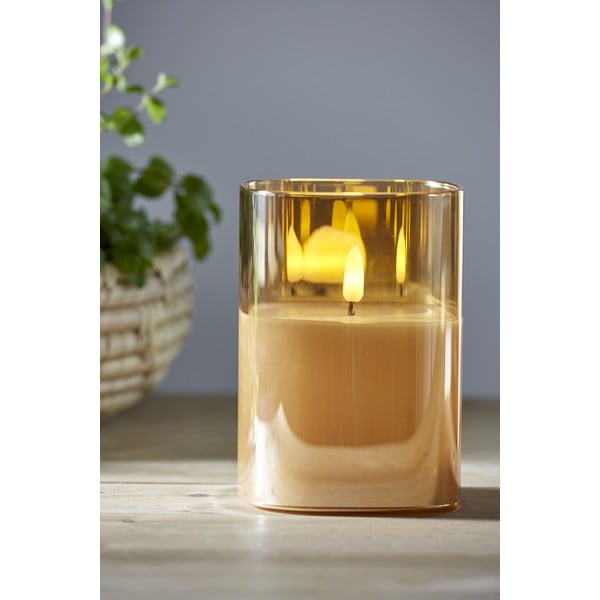 Oranžová LED vosková sviečka v skle Star Trading Flamme, výška 12,5 cm-image-1