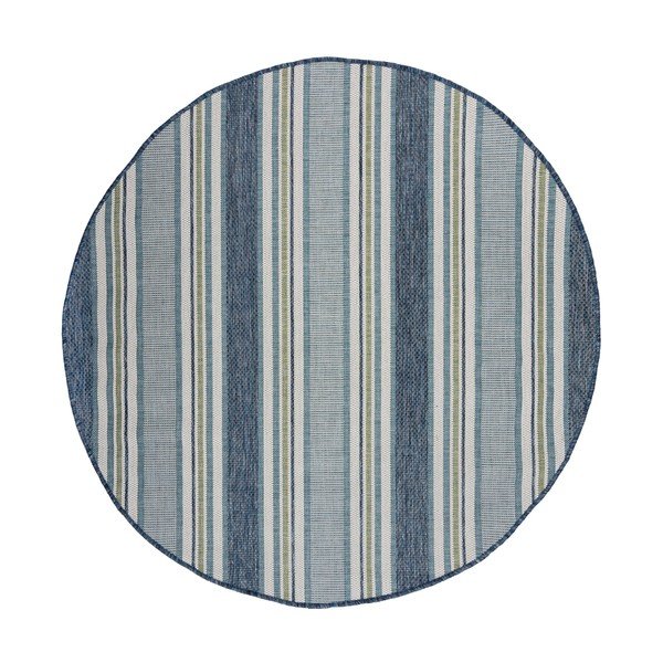 Okrúhly vnútorný a vonkajší koberec zeleno-modrý ø 160 cm Roma Stripe – Flair Rugs