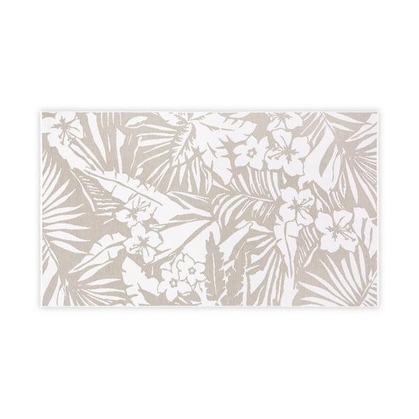 Béžovo-biela bavlnená kúpeľňová predložka Foutastic Floral, 100 x 180 cm