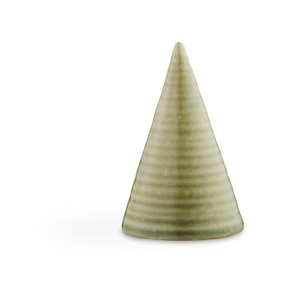 Svetlozelená kameninová dekoratívna soška Kähler Design Glazed Cone Olive Green, výška 11 cm