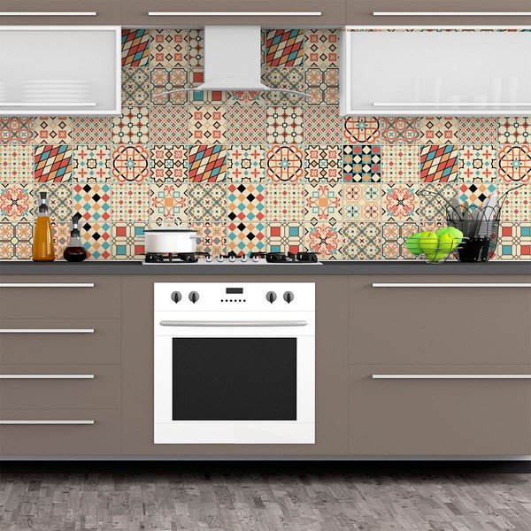 Sada 60 samolepiek na stenu Ambiance Azulejos Arianito, 15 × 15 cm-image-3