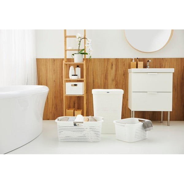 Biely plastový kôš na bielizeň 55 l Country - Rotho-image-1