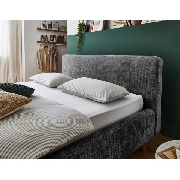 Tmavosivá čalúnená dvojlôžková posteľ bez roštu 180x200 cm Mattis – Meise Möbel-image-4