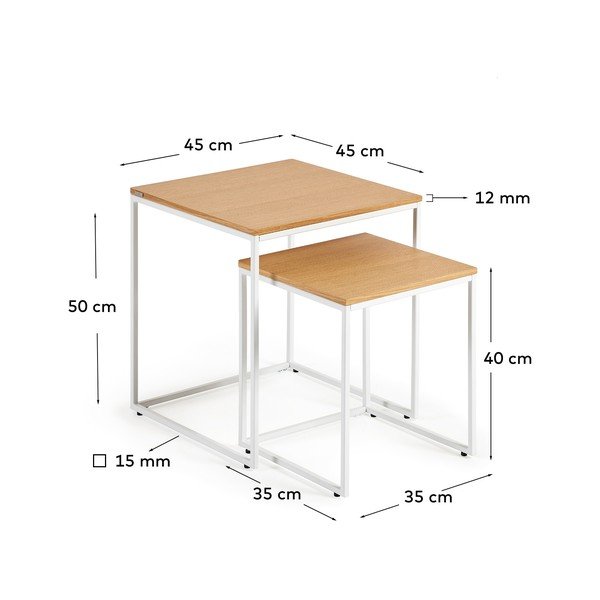 Odkladacie stolíky v súprave 2 ks v dekore duba 45x45 cm Yoana – Kave Home-image-3