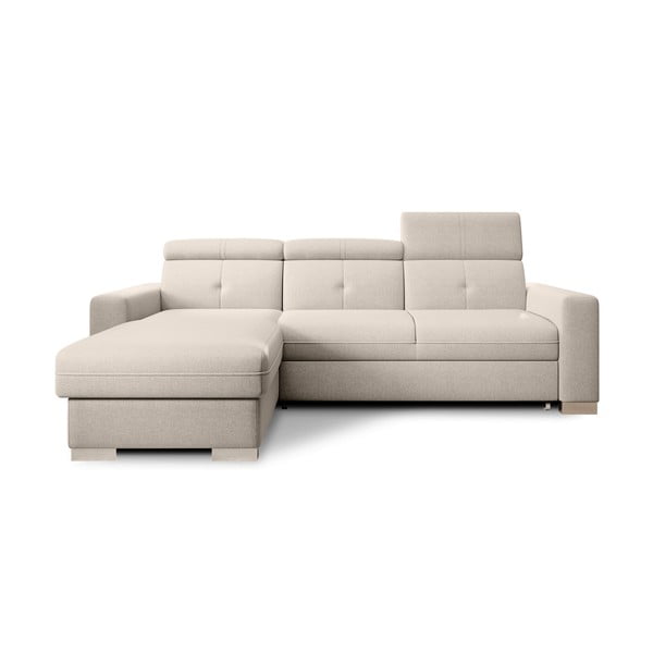 Béžová rozkladacia/s úložným priestorom rohová pohovka (ľavý roh/s leňoškou) Fresia – ELTAP