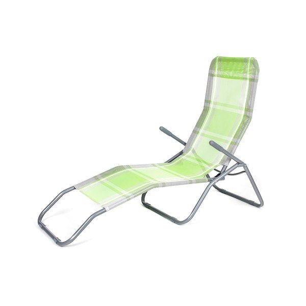 Zelené kovové skladacie záhradné ležadlo - Happy Green-image-2