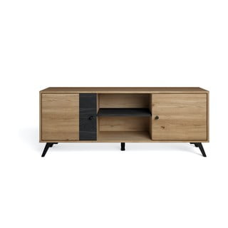Čierny TV stolík v dekore duba 136x53 cm Natura - Marckeric