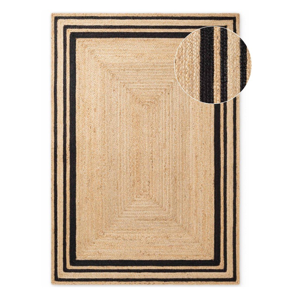 Čierny/v prírodnej farbe obojstranný/ručne tkaný jutový koberec 120x170 cm Jutta – Hanse Home