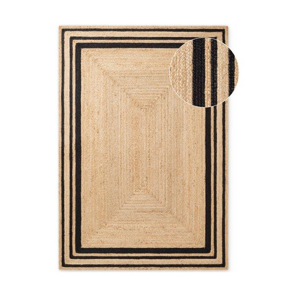 Čierny/v prírodnej farbe obojstranný/ručne tkaný jutový koberec 120x170 cm Jutta – Hanse Home