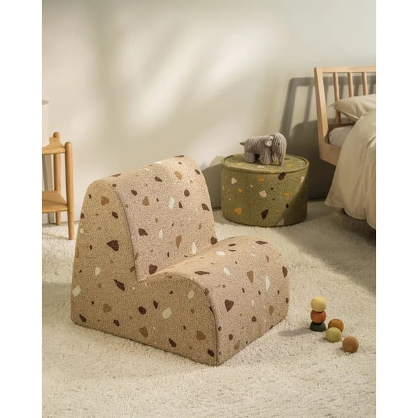 Svetlohnedé detské kresielko z textílie buklé/ženilkové Terrazzo Cloud – Wigiwama-image-3