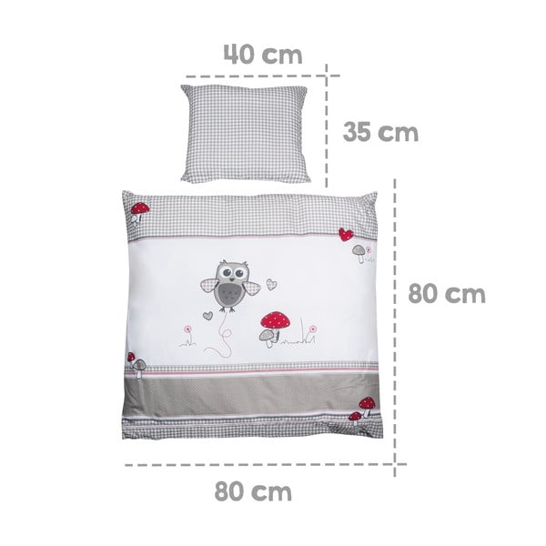 Biele/sivé bavlnené detské obliečky do postieľky 80x80 cm Adam & Eule – Roba-image-3