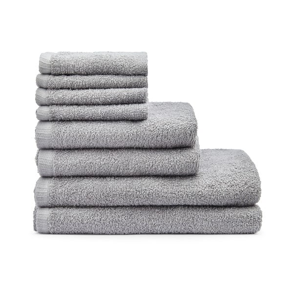 Sivé rýchloschnúce/froté bavlnené uteráky a osušky v súprave 8 ks Quick Dry – Catherine Lansfield