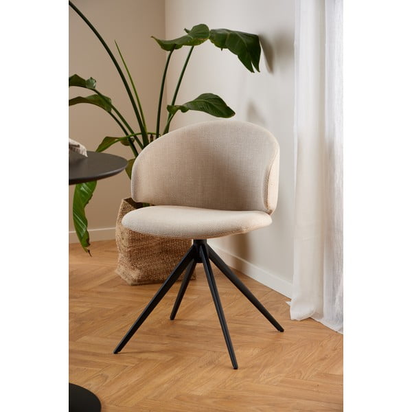Béžové čalúnené jedálenské kreslo s podrúčkami Ella – Actona-image-2