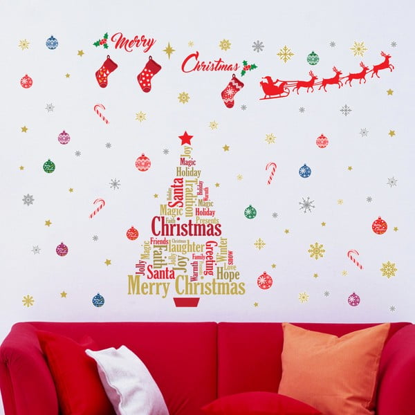 Samolepka na stenu Walplus English Quotes Christmas Decoration Set