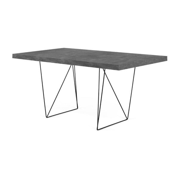 Pracovný stôl v dekore betónu s čiernou podnožou TemaHome Multi, 160 x 90 cm