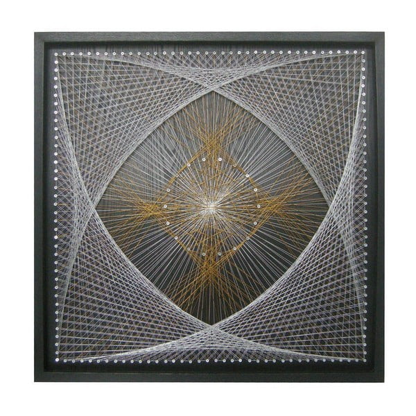 Ručne vyrábaná nástenná dekorácia v ráme Vivorum Space, 80 x 80 cm
