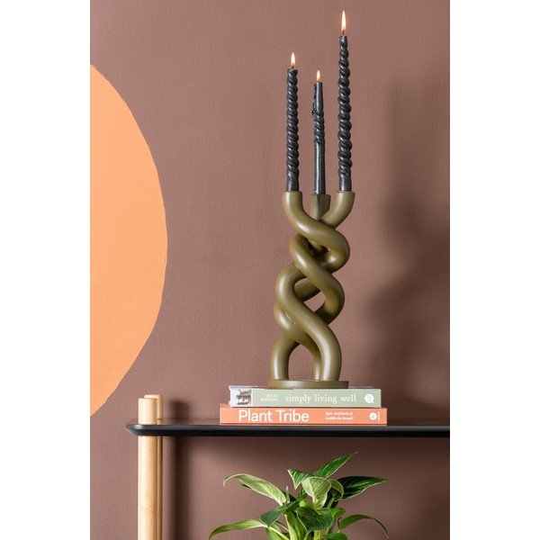 Zelený keramický svietnik na tri sviečky PT LIVING Twisted, výška 31,4 cm-image-1