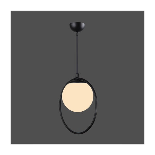 Čierne kovové závesné svietidlo so skleneným tienidlom ø 15 cm Ates – Squid Lighting-image-1