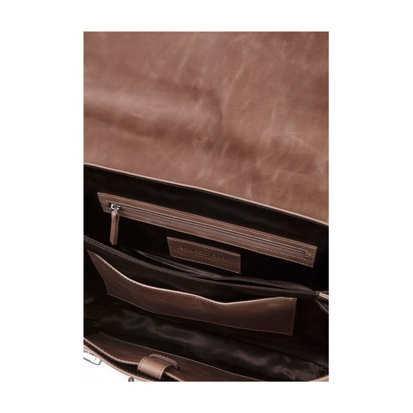 Koňakovohnedá pánska aktovka z teľacej kože Ferruccio Laconi Brief-image-3