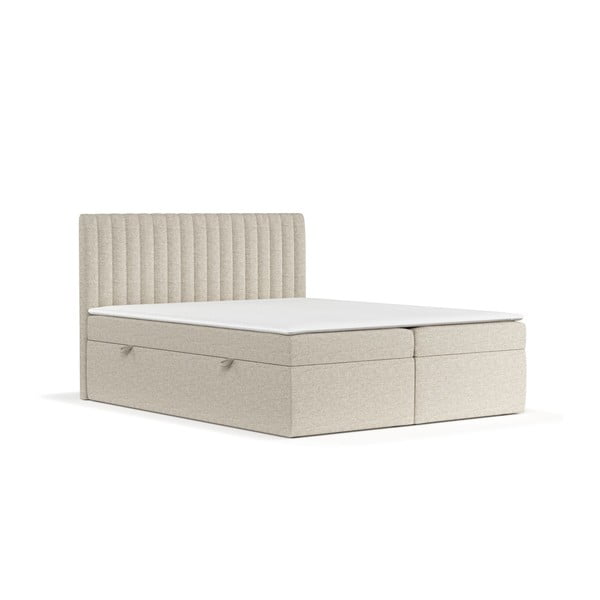 Béžová boxspring posteľ s úložným priestorom 140x200 cm Spencer – Maison de Rêve