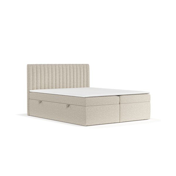 Béžová boxspring posteľ s úložným priestorom 140x200 cm Spencer – Maison de Rêve