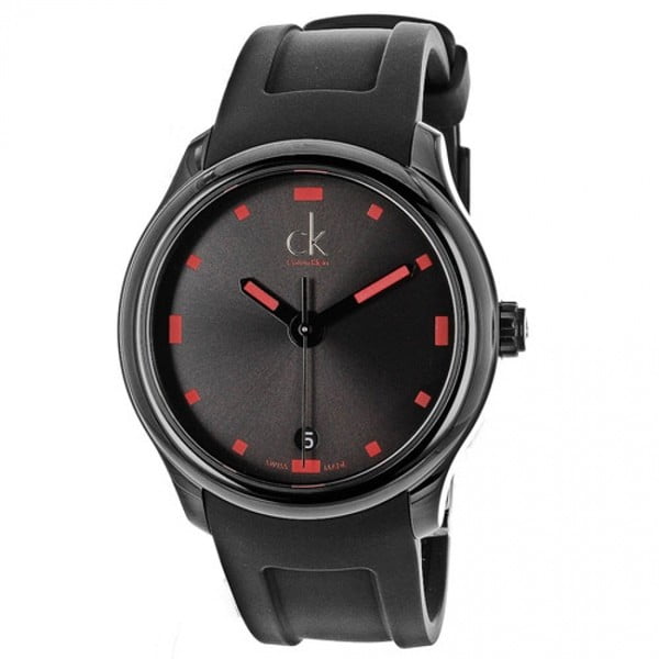 Pánske čierne hodinky s červeným detailom Calvin Klein