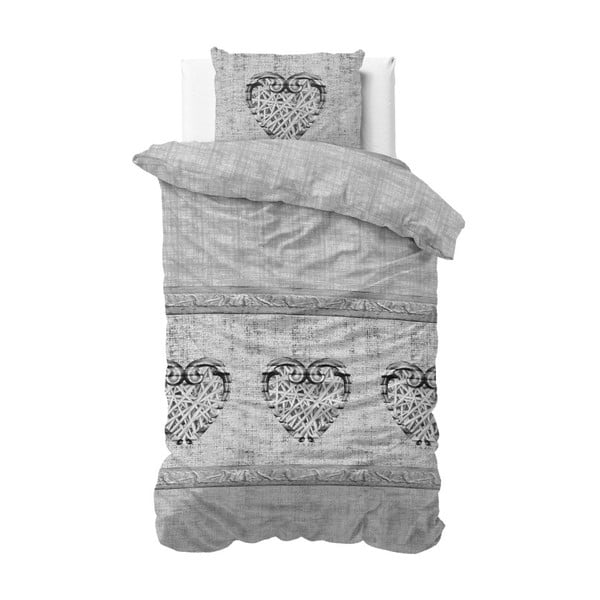 Bavlnené posteľné obliečky Sleeptime Hearts Vintage, 140 × 220 cm