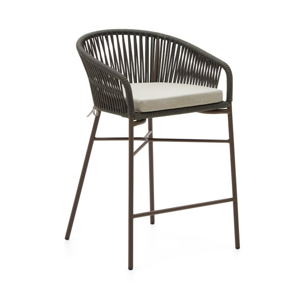 Záhradná barová stolička so zeleným výpletom Kave Home Yanet, výška 85 cm