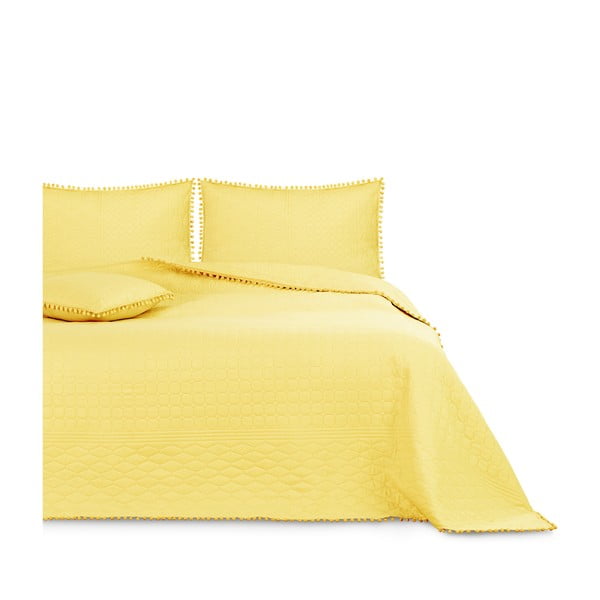 Žltá prikrývka na posteľ AmeliaHome Meadore, 170 x 270 cm