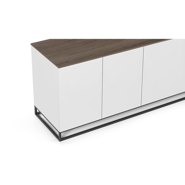 Matne biely televízny stolík s doskou v dekore orechového dreva TemaHome Join, 200 × 65 cm-image-2