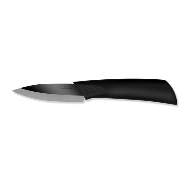 Keramický krájací nôž s leštenou čepeľou, 7,5 cm, čierny