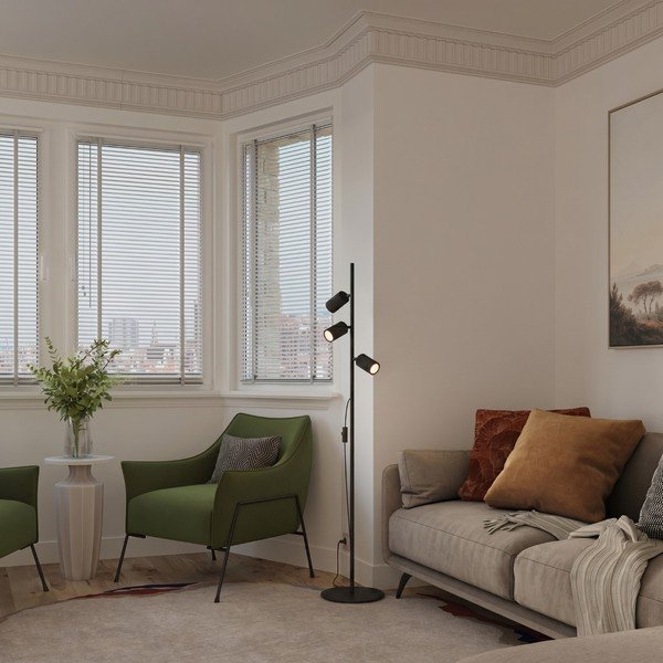 Čierna hliníková stojacia lampa s ohýbateľnou konštrukciou (výška  155 cm) Gleam – Sollux-image-1