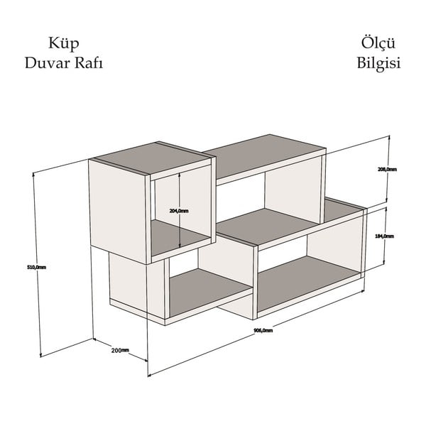 Bielo-hnedá nástenná polica Afro-image-2